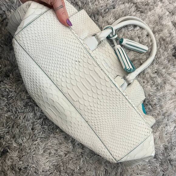 Coach $900 Legacy Python North South Tanner Tote Chalk White Handbag 23416 - Picture 8 of 12